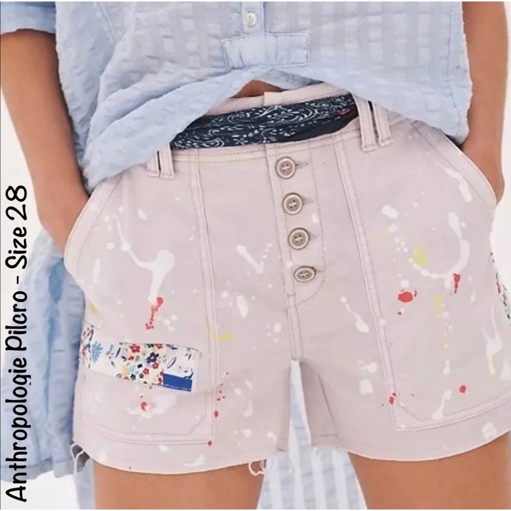 NW Anthropologie- Pilcro The Wanderer “Lilac”Paint Splatter Shorts Size 28